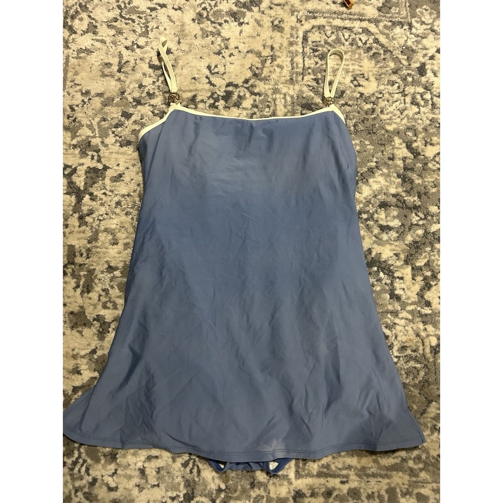 Michael Kors Women's Blue And White Swimsuit Dress Size 14 - Picture 1 of 6